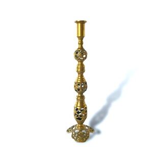 Maxam Vintage Brass Ornate 14.75” Candlestick Taper Holder